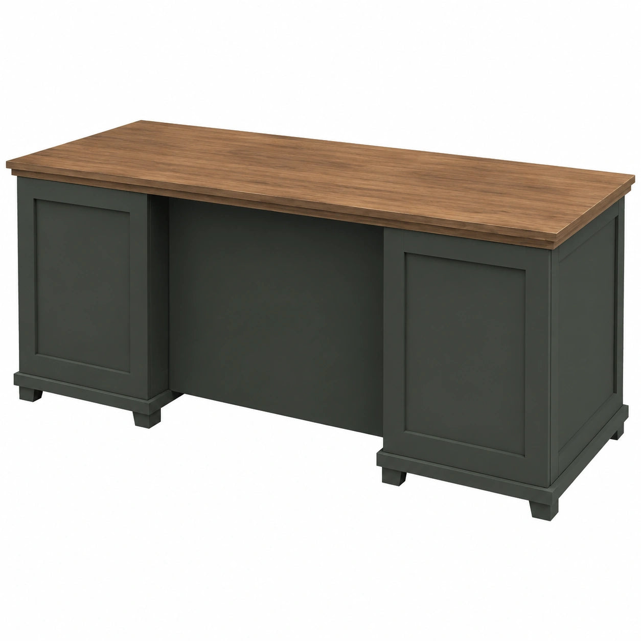 Schreibtisch – 3-teilig, Landhausstil, aus Eichenholz, Grün, für Büro