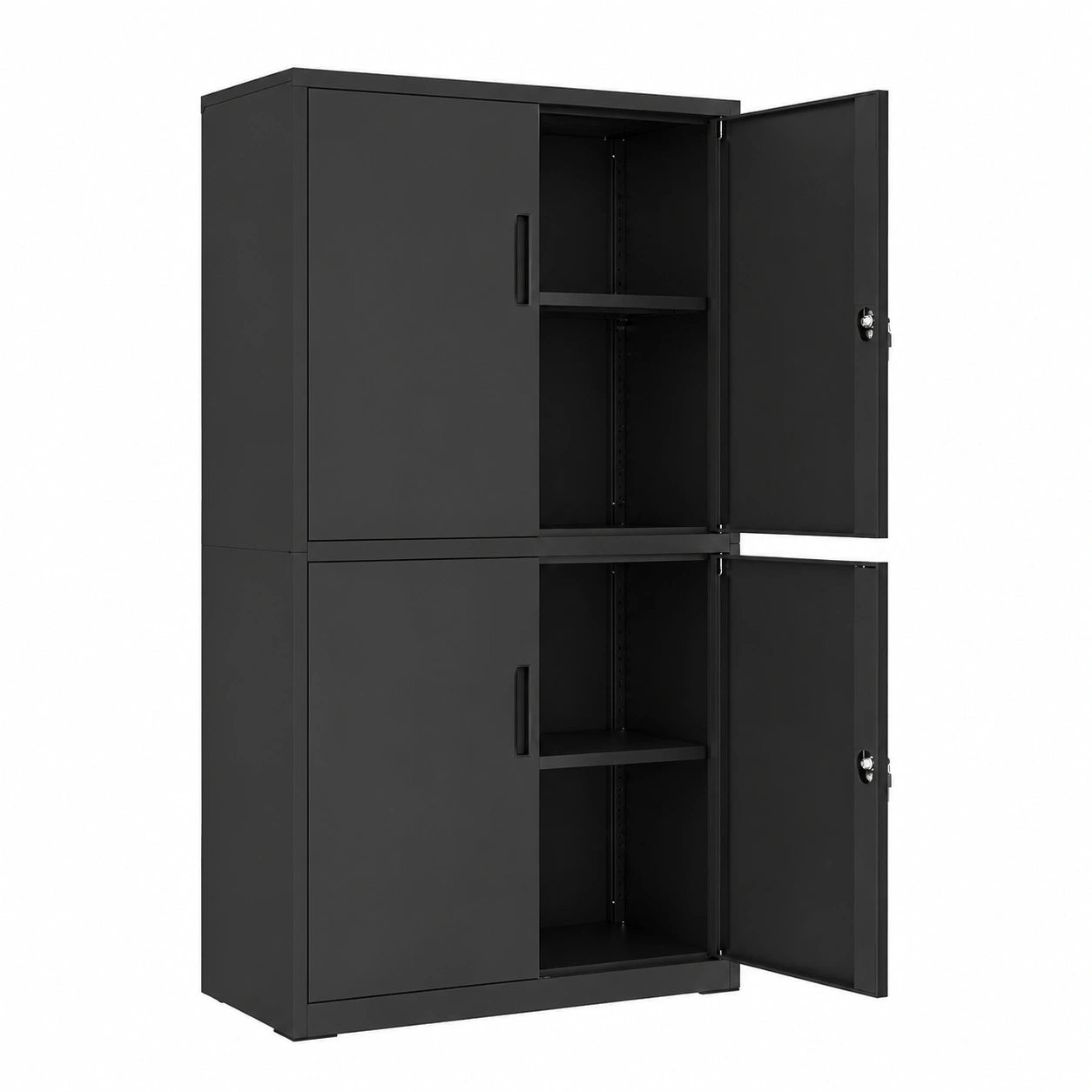 Aktenschrank – 40 × 80 × 180 cm, mit mehreren Türen, mit Ablagen, aus Stahl