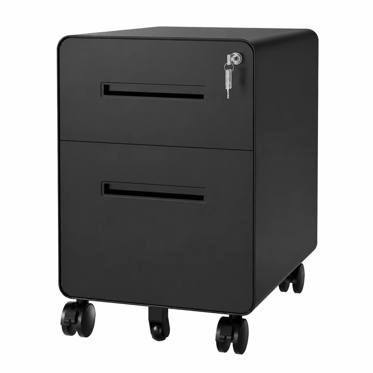 Rollcontainer – mit Schubladen, aus Metall, Schwarz, für Büro