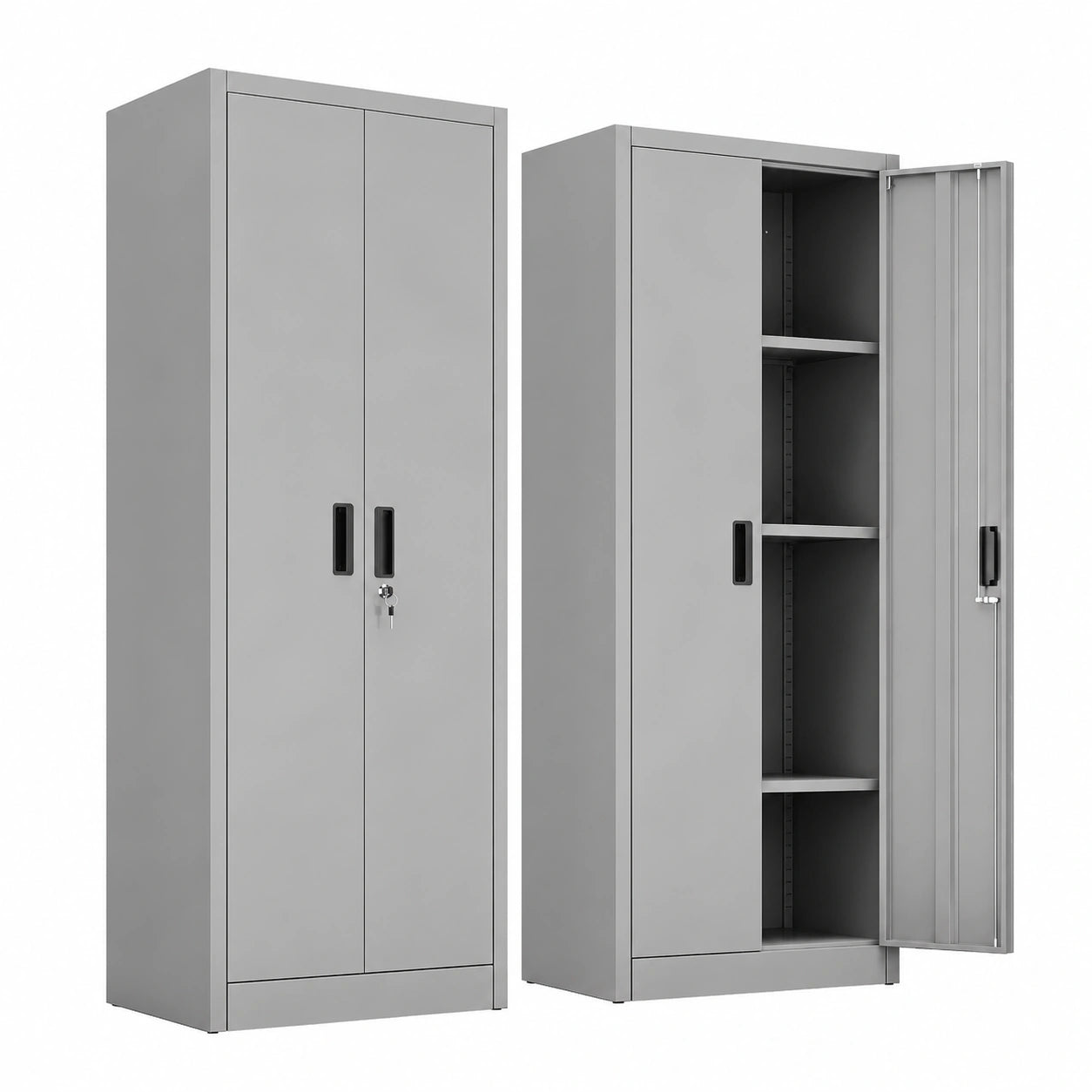 Aktenschrank – 170 × 70 × 38 cm, höhenverstellbar, Grau