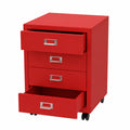 Rollcontainer – 55 × 40 × 41 cm, mit Schubladen, aus Metall, Rot