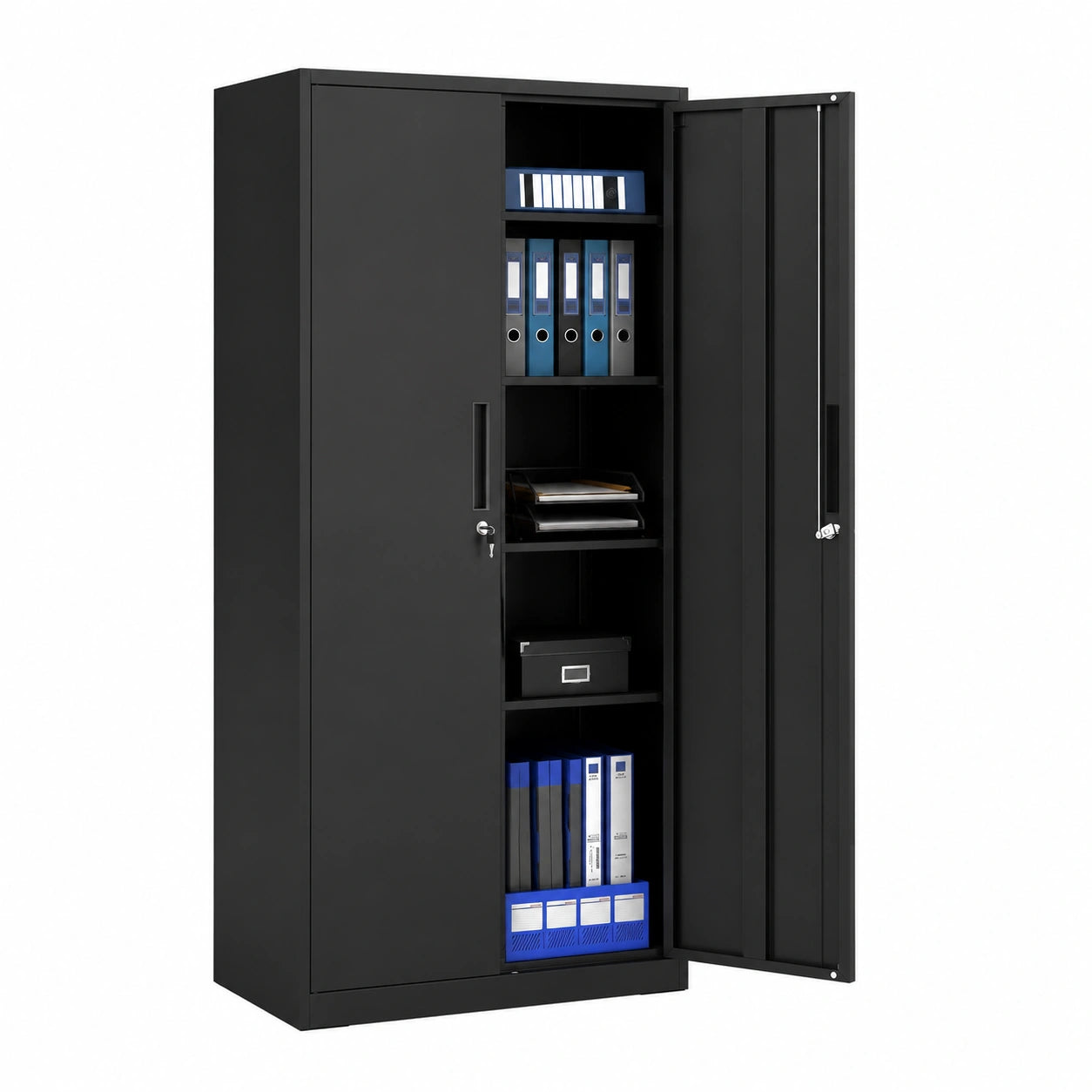 Aktenschrank – 180 cm, aus Stahl, Schwarz, für Wohnzimmer und Büro