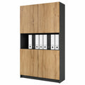 Aktenschrank – 82 × 184 × 37 cm, aus Eichenholz, Schwarz, für Büro