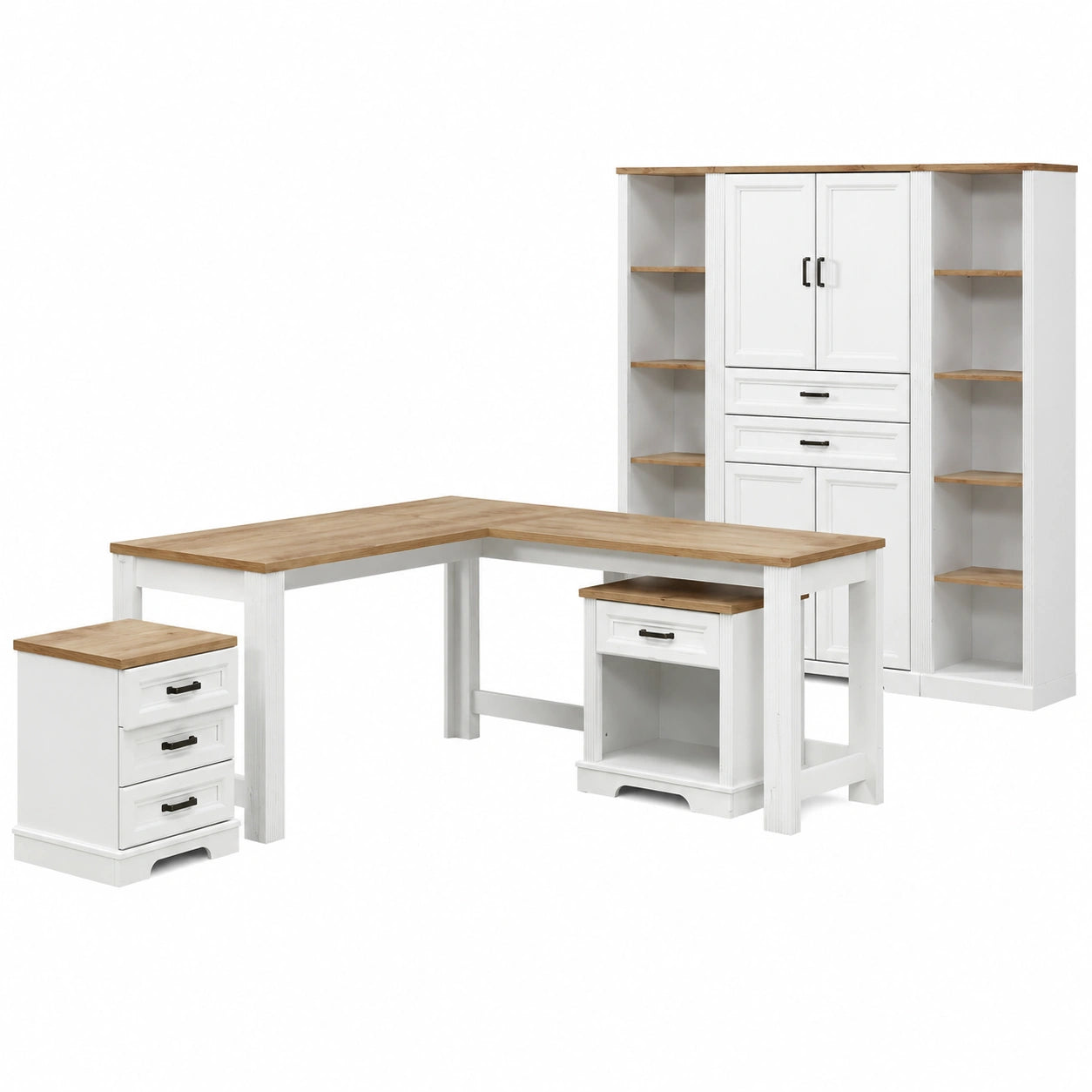 Büromöbel – 6-teilig, aus Eichenholz, Artisan-Eiche, für Büro