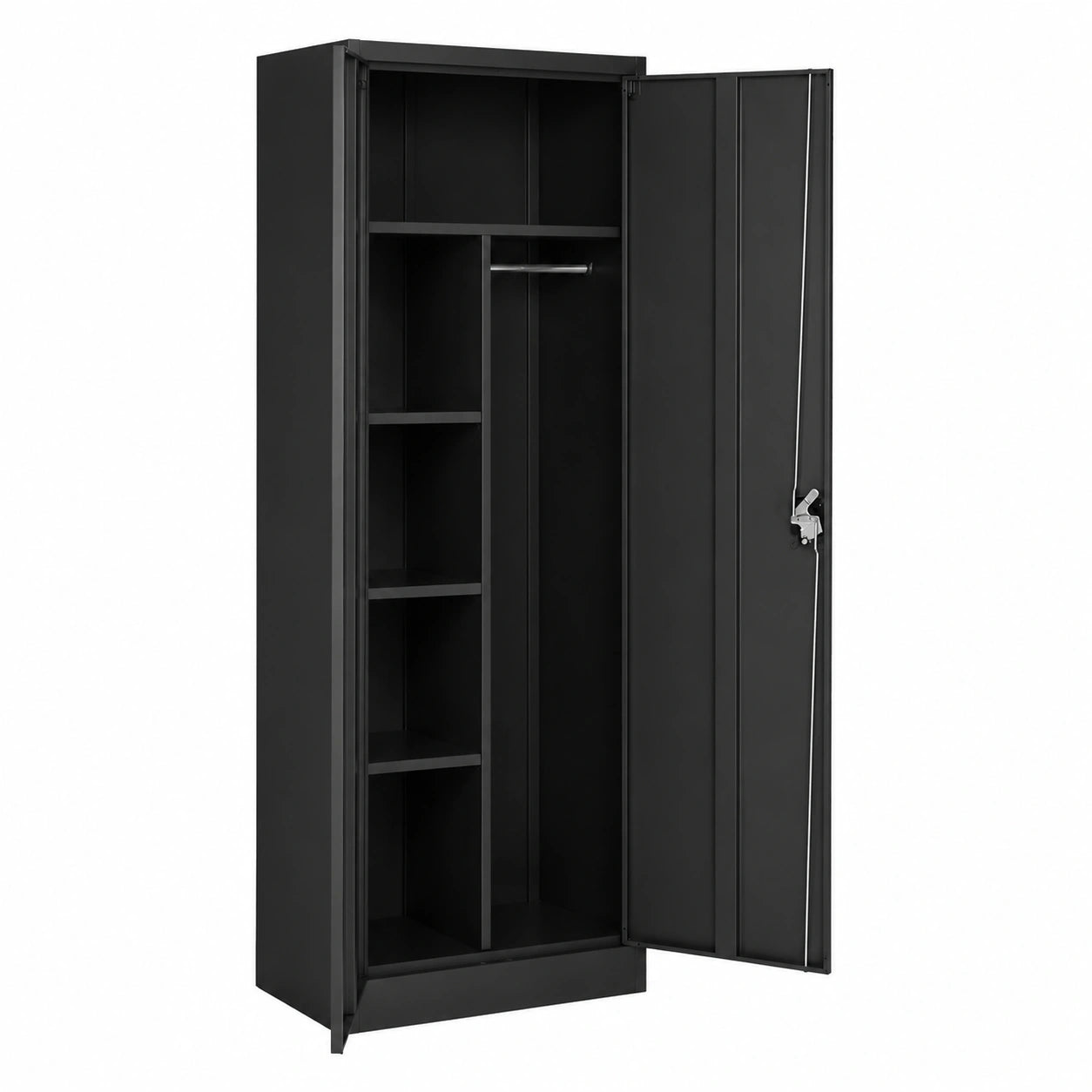 Aktenschrank – 180 × 80 × 40 cm, mit Ablagen, Schwarz