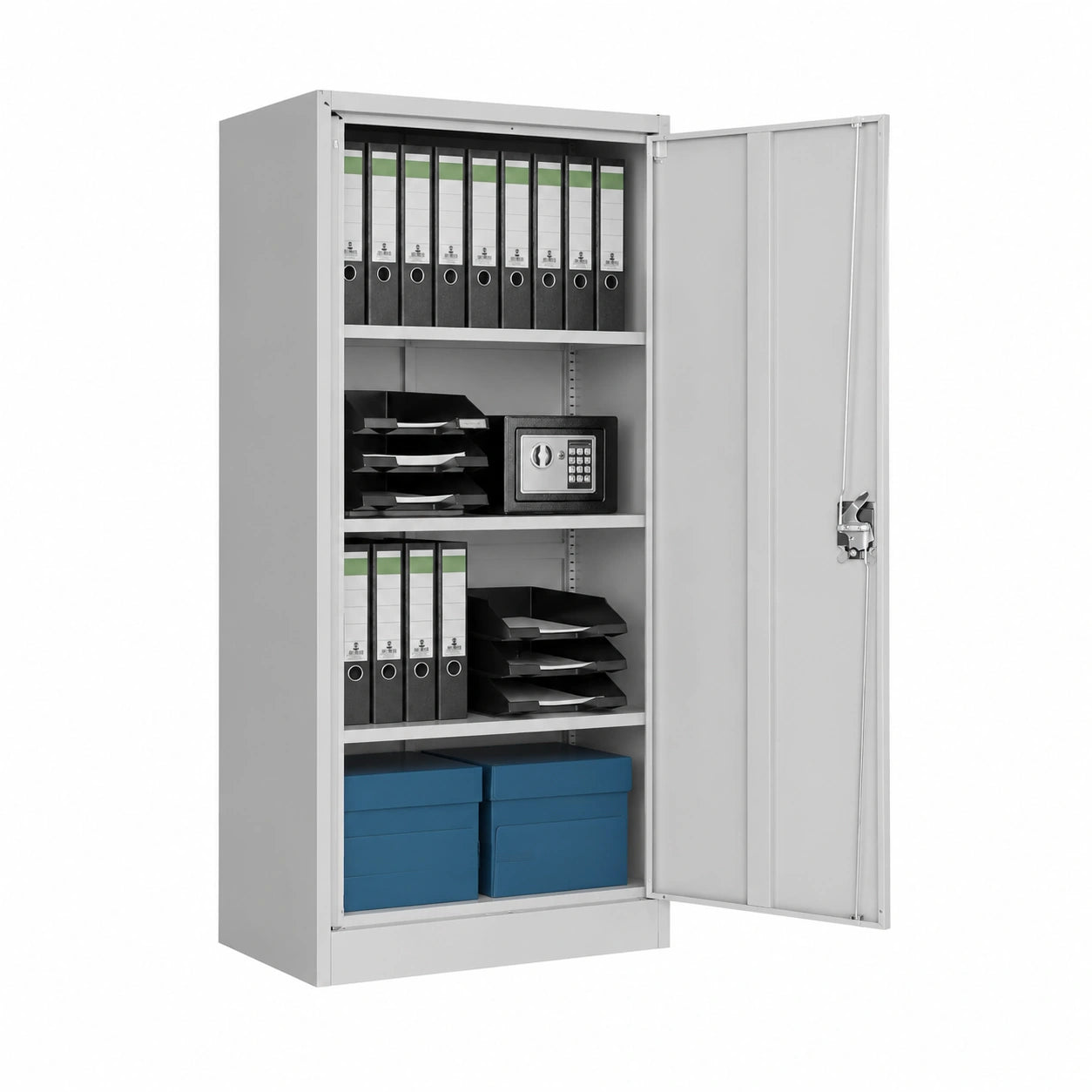 Aktenschrank – 140 × 90 × 40 cm, Grau, für Büro
