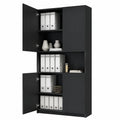 Aktenschrank – 82 × 184 × 37 cm, Schwarz, für Büro
