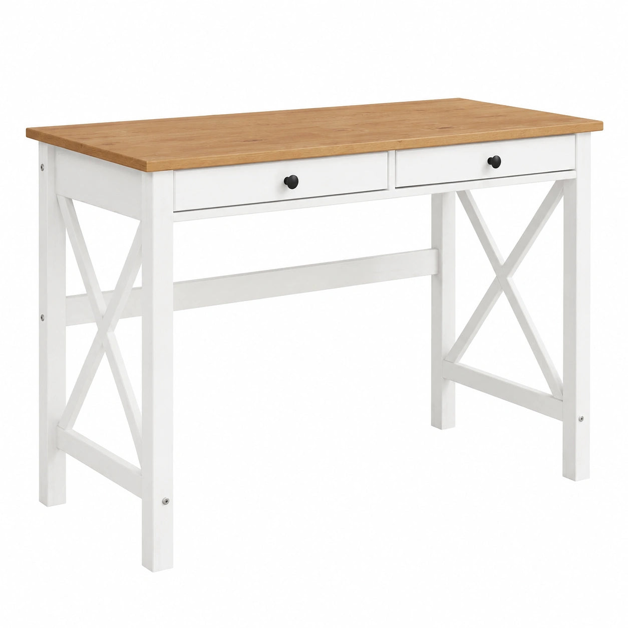 Schreibtisch – Landhausstil, mit Schubladen, aus Massivholz und Eichenholz, für Büro